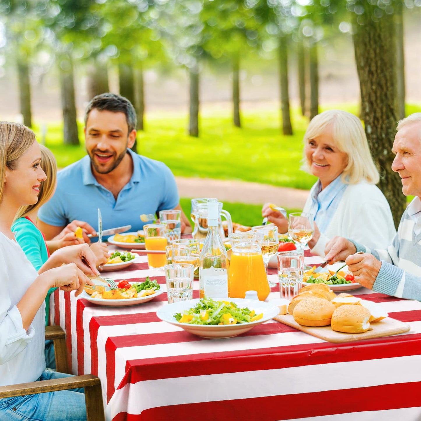 2 Pack Red and White Striped Tablecloth, 54 x 108 Inch Waterproof Disposable Plastic Table Cover, Rectangular Table Cloths for B