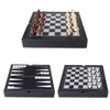 GSE Games & Sports Expert 12.5 enhanced Leather 3-in-1 Chess Checker and Backgn Board Game Combo Set Classic Board Strategy Game for Kids & mature-themeds