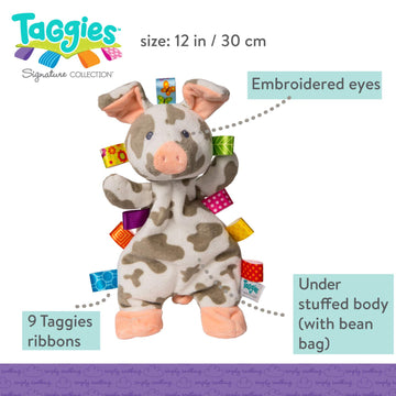 Mary Meyer Taggies Patches Pig Lovey Soft Toy, 12 Inch, Multicolor - Perfect for Infants and Toddlers, Soft Plush Comfort