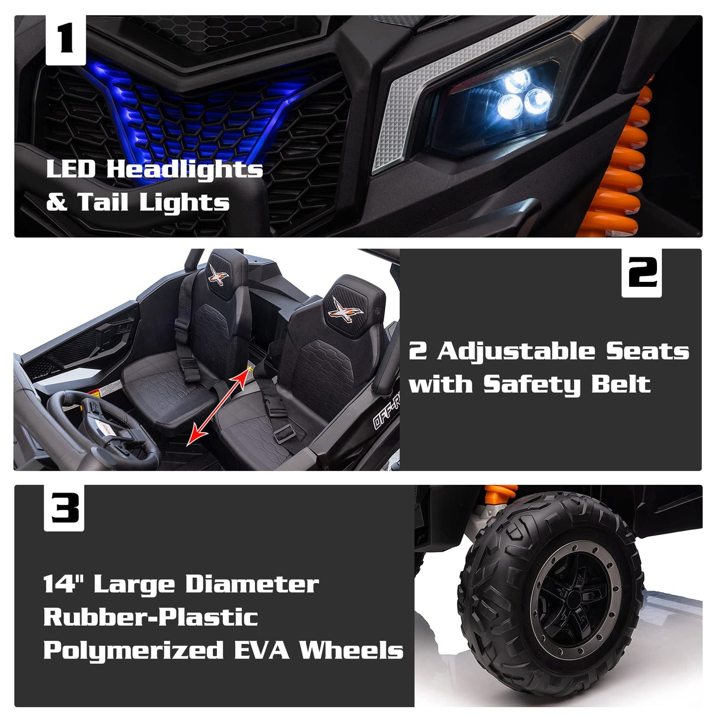 Aokoy Xxxl 24V Ride On Car For Kids, 2 Seater Battery Powered Cars 4X4 Kids Electric Utv With Remote Control Ride On Truck With