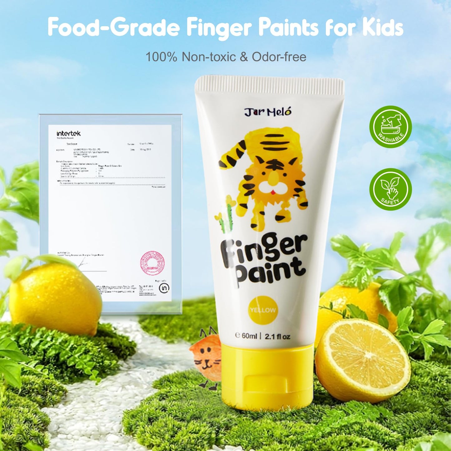Jar Melo Washable Finger Paints for Toddlers - 12 Non-Toxic Colors, 25.2 Fl Oz, Safe Art Supplies for Kids Age 2+, Ideal for Hand & Feet