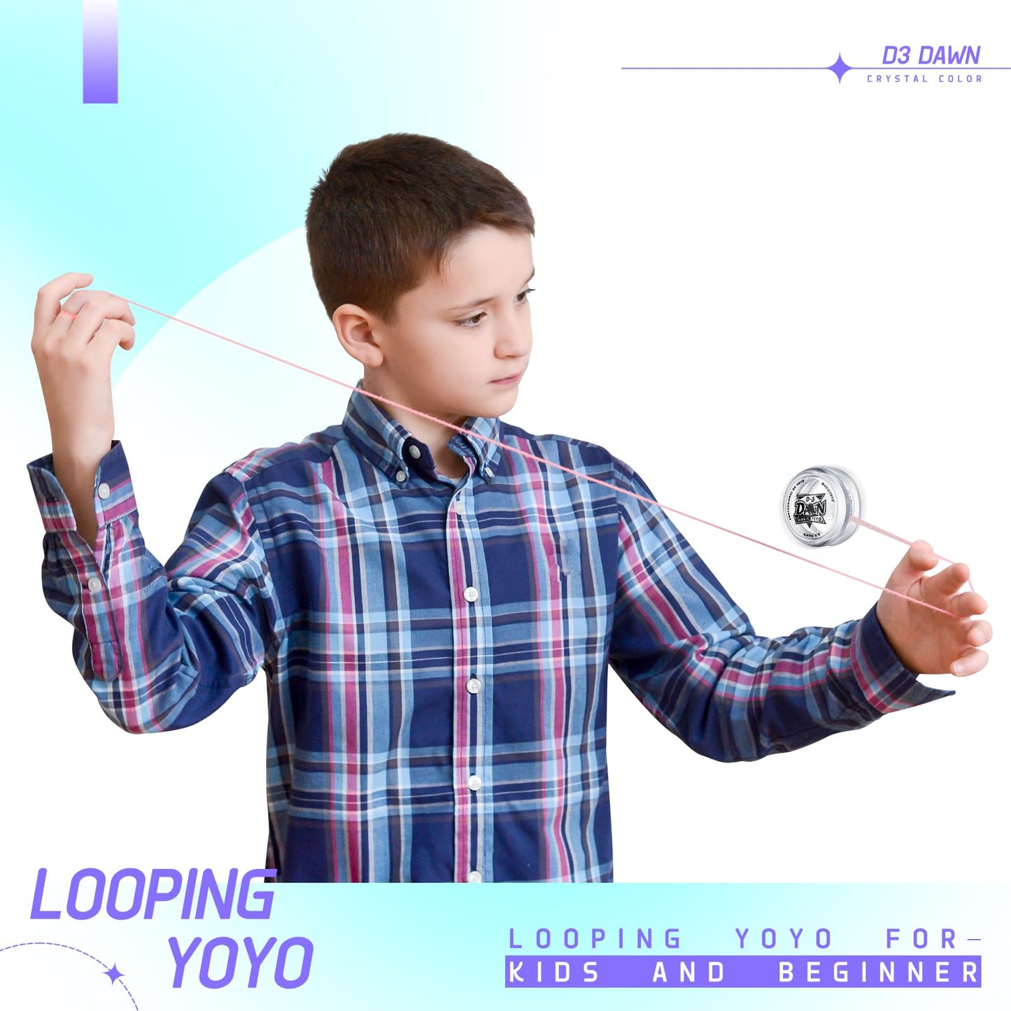 Looping Yoyo Responsive Yoyo For Kids Beginners, Starter Yo Yo 2A Loop Yo Yo Easy To Play Basic String Tricks (D3 White)