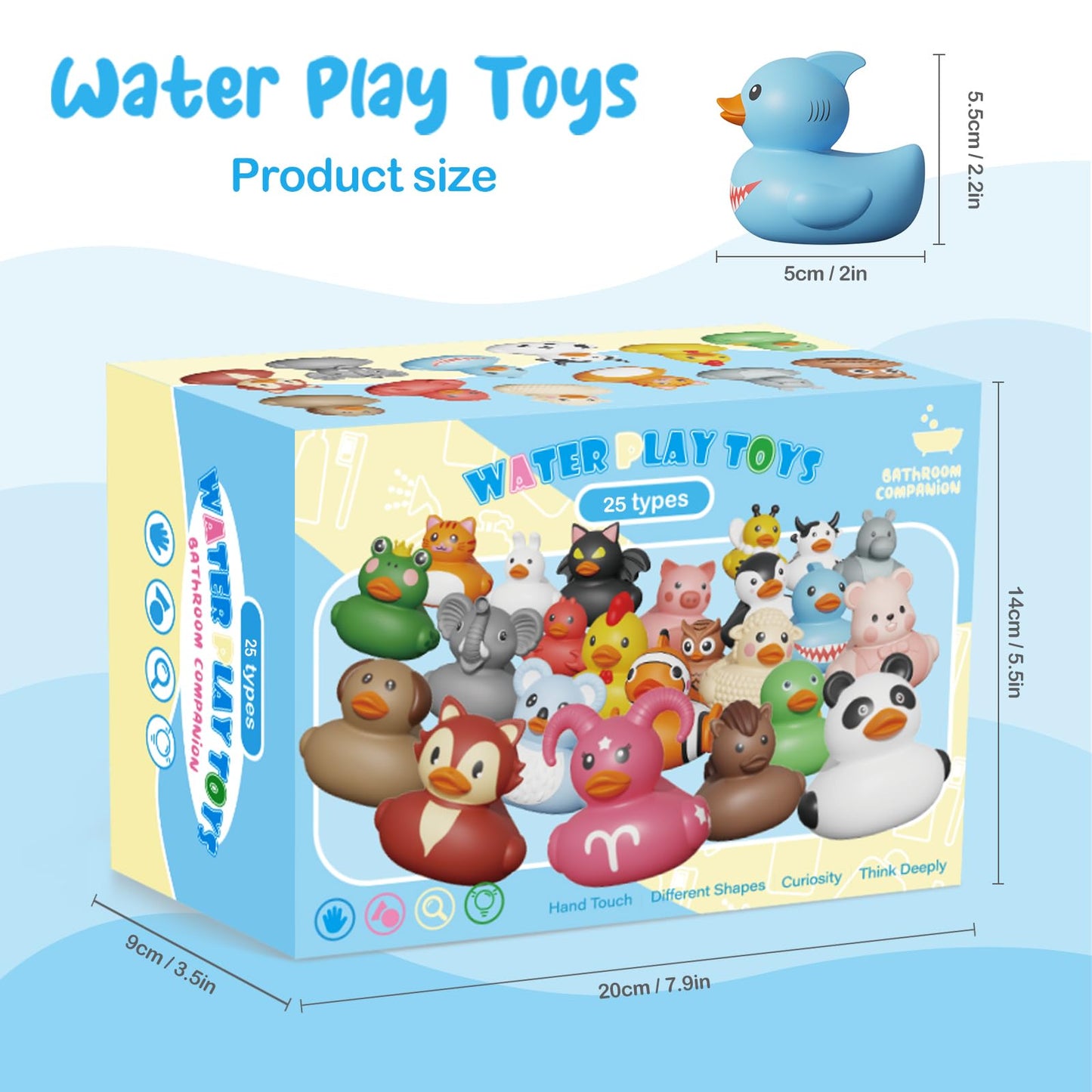 25Pcs Rubber Ducks,Toddler Bath Toys,No Hole Bathtub Toys,Baby Pool Toys For 18 Months And Older
