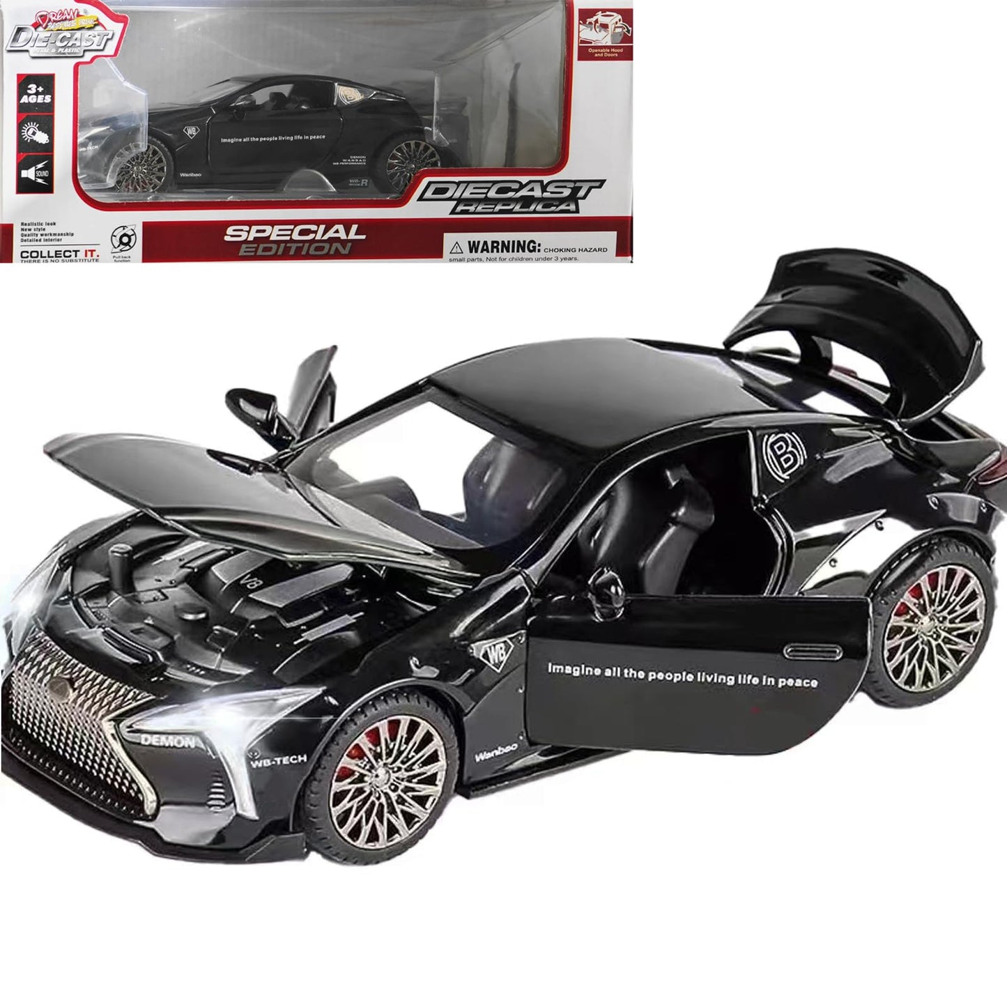 Toy Cars Lexus Lc500 Car Toys With Light And Sound Diecast Metal Collectible Model Cars For 3+ Year Old Boys Pull Back Car Gift