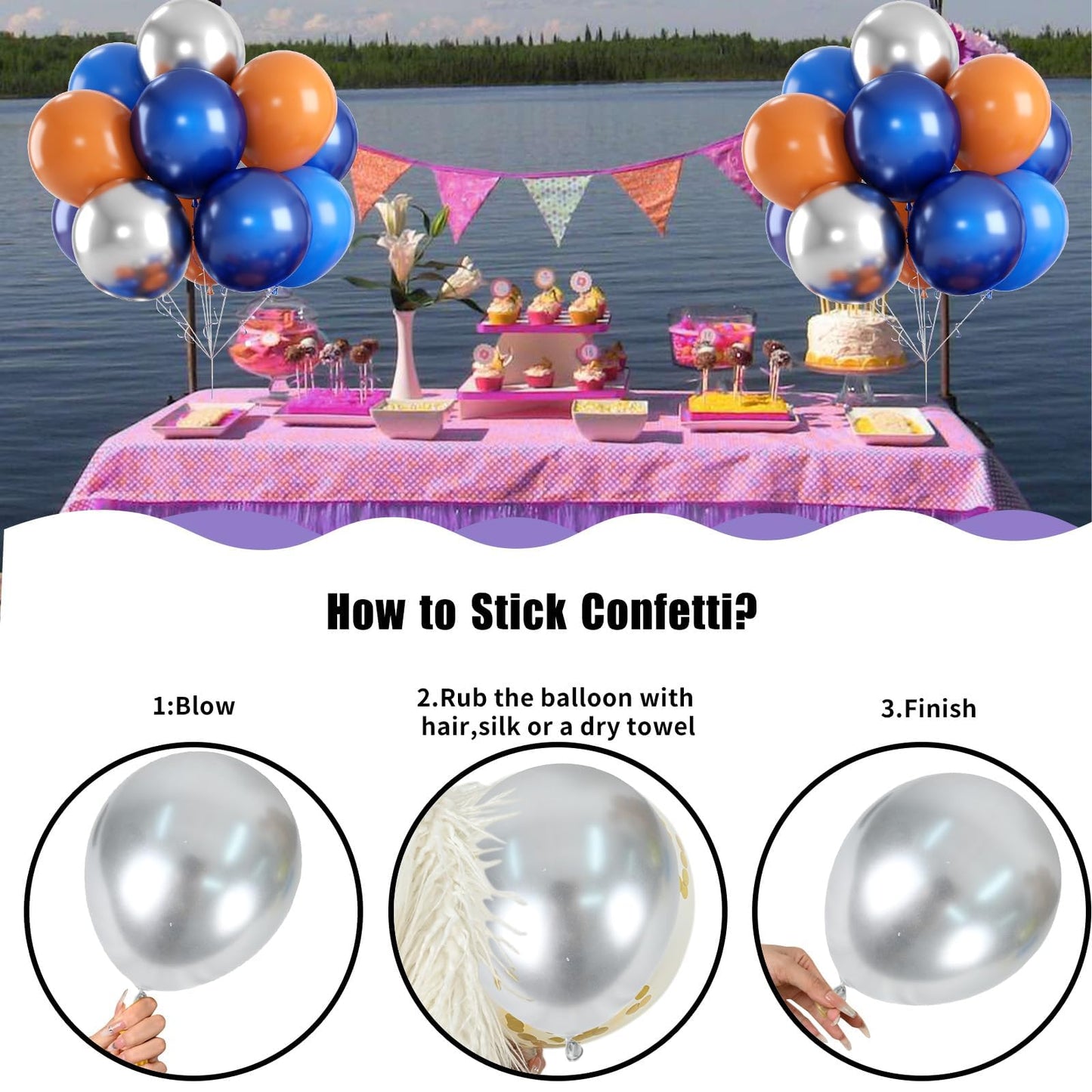Jobkoo Blue Orange Space Balloons, 55 Pcs Set - Natural Latex Boys' Party Decorations For Birthday, Baby Shower, Wedding And Mor