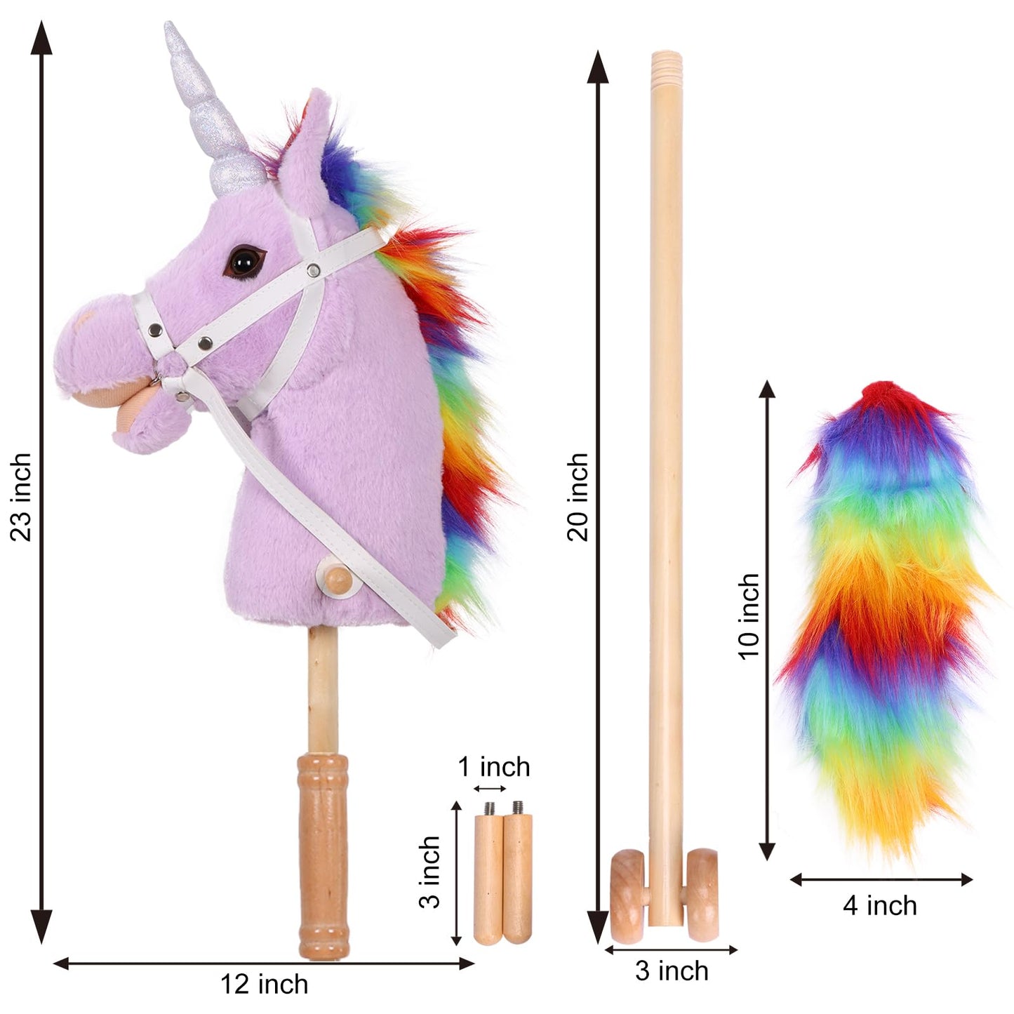 Plyfou Plush Stick Horse With Wood Wheels Real Pony Neighing And Galloping Sounds Toy, Horse On A Stick For Toddlers & Preschool