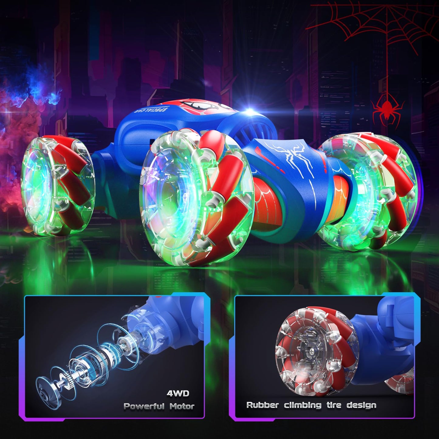 Spider Remote Control Car For Boys, 2.4Ghz 4Wd Gesture Sensing Rc Stunt Car With Lights Music - Birthday Gifts For Boys Girls,36