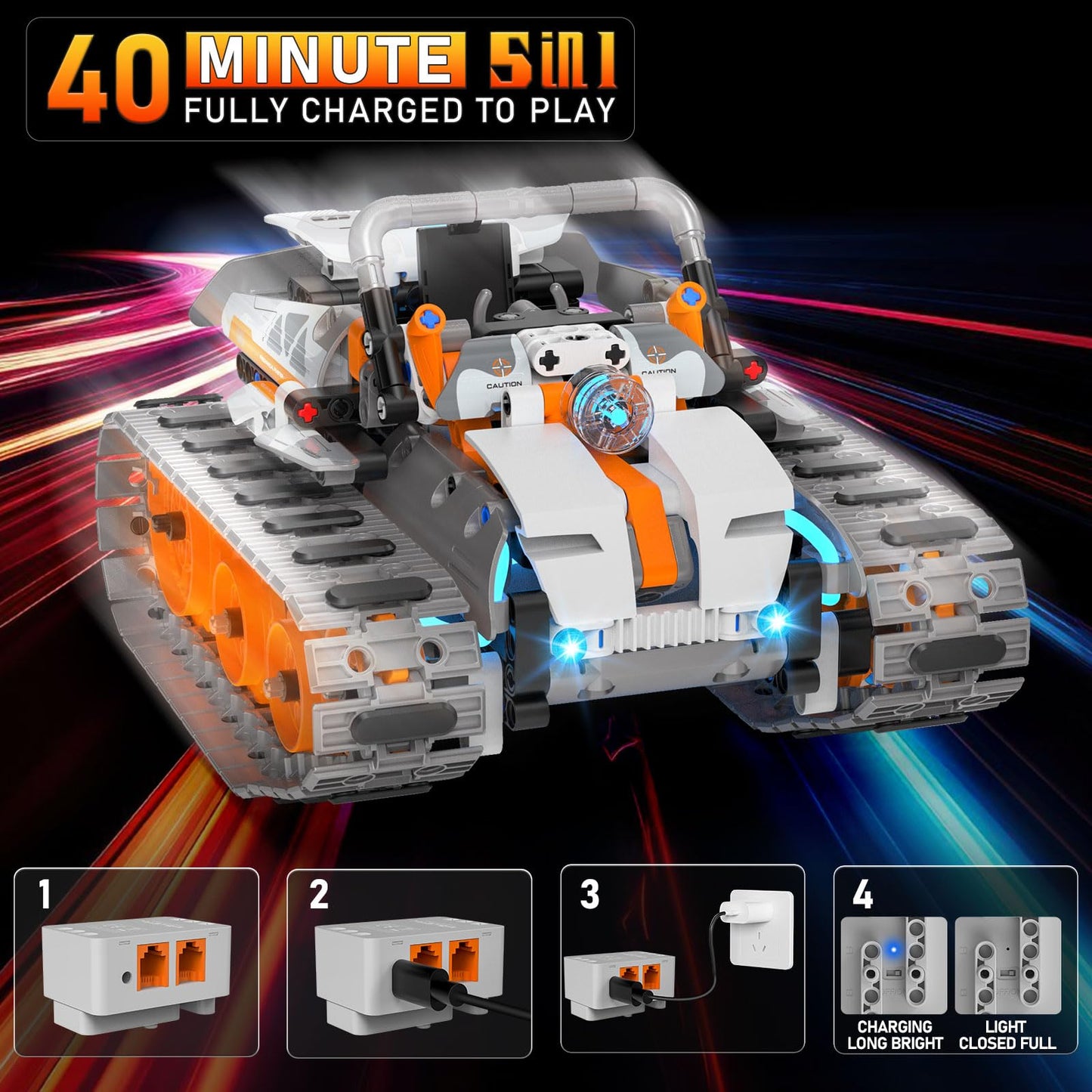 5In1 Stem Building Toys For Kids 6-14, Remote & App Controlled Mech Robots/Heavy Tanks/Tracked Racer Stem Building Kit For Kid S