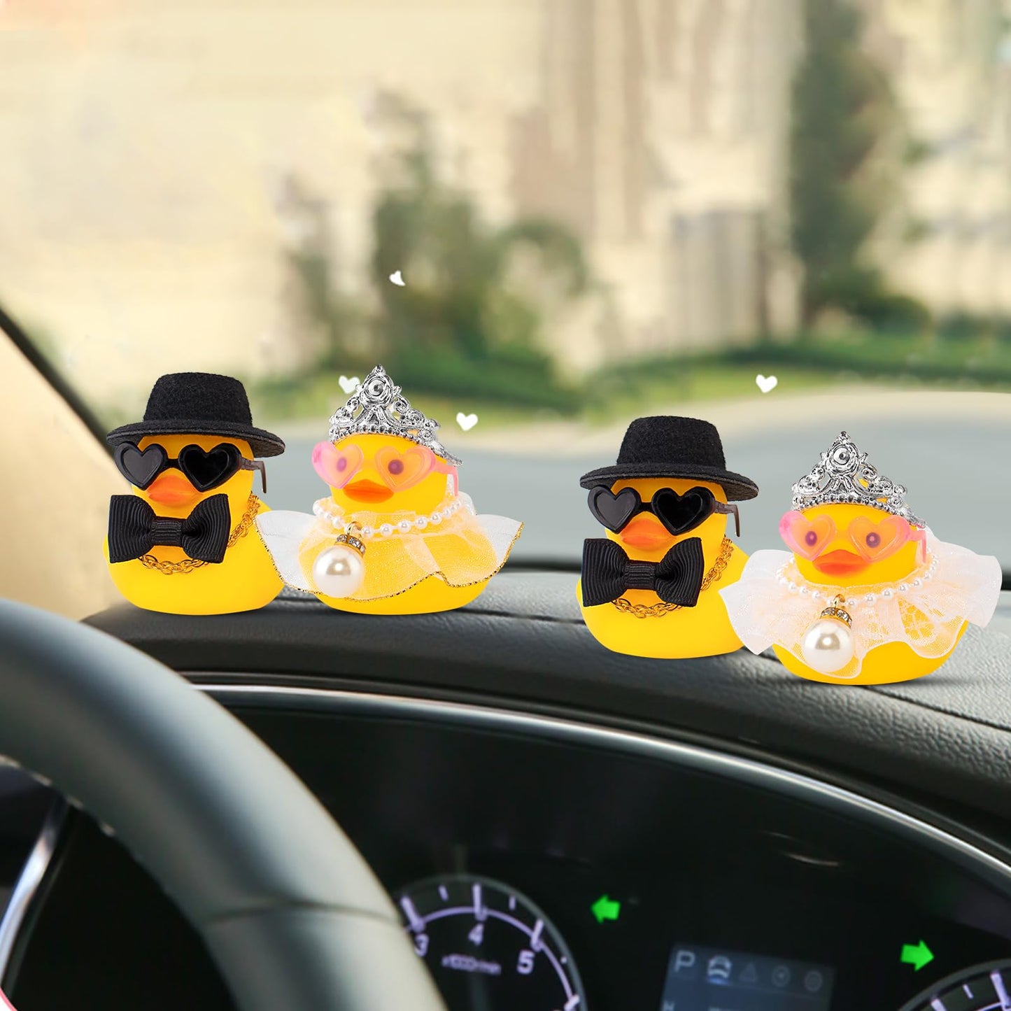 wonuu Pair Set of 2 Wedding Rubber Ducks Bride Groom Duckies Marriage Rubber Duck Mini Couple Ducky for Ceremony Gift Souvenir Marry Blessings Elegant Heartwarming Present White Double Lace Dress