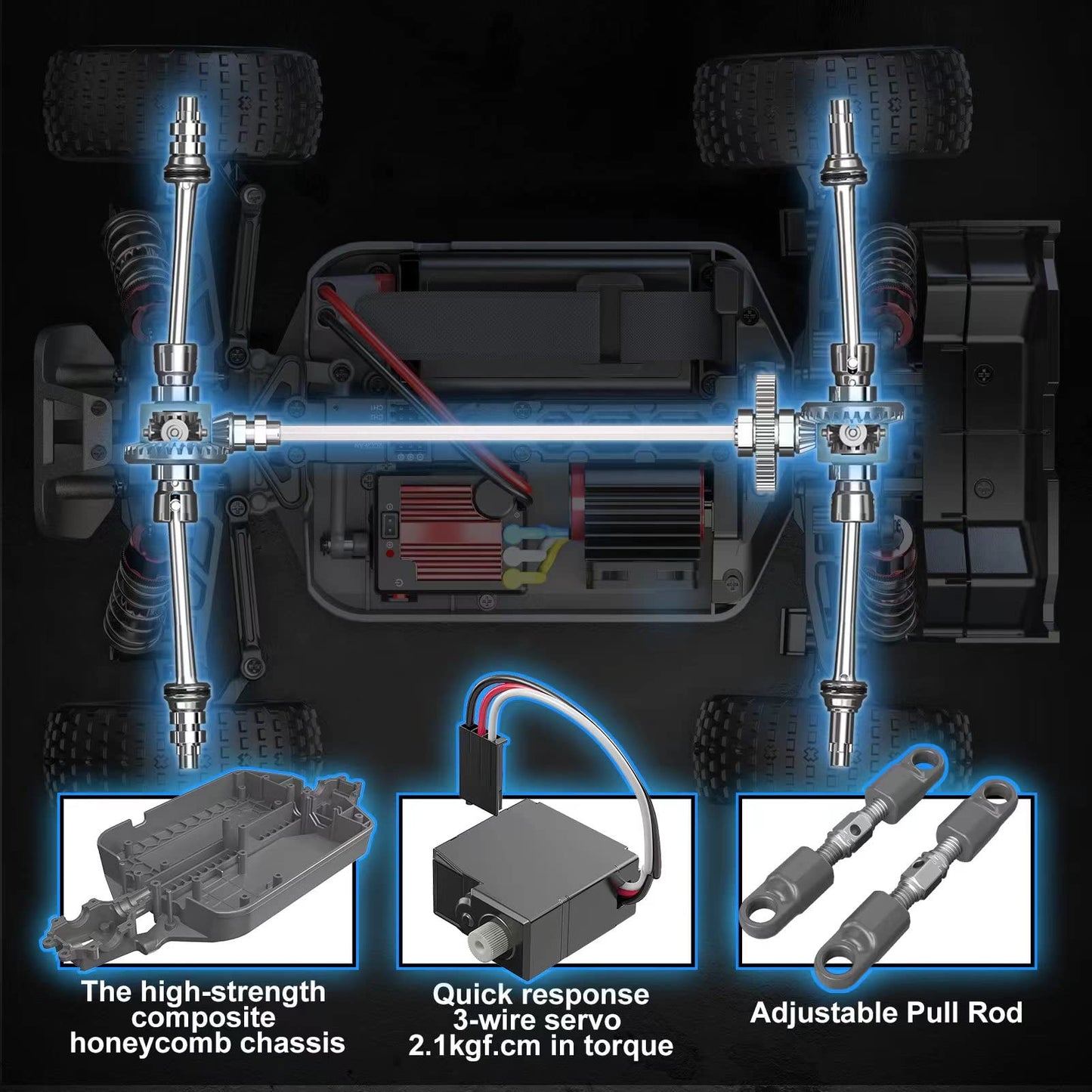 HYPER GO H16PL 1/16 RTR Brushless RC Buggy, Fast RC Cars for Adults, Max 38 mph RC Truck, 4WD High Speed Racing RC Car with 2S 2