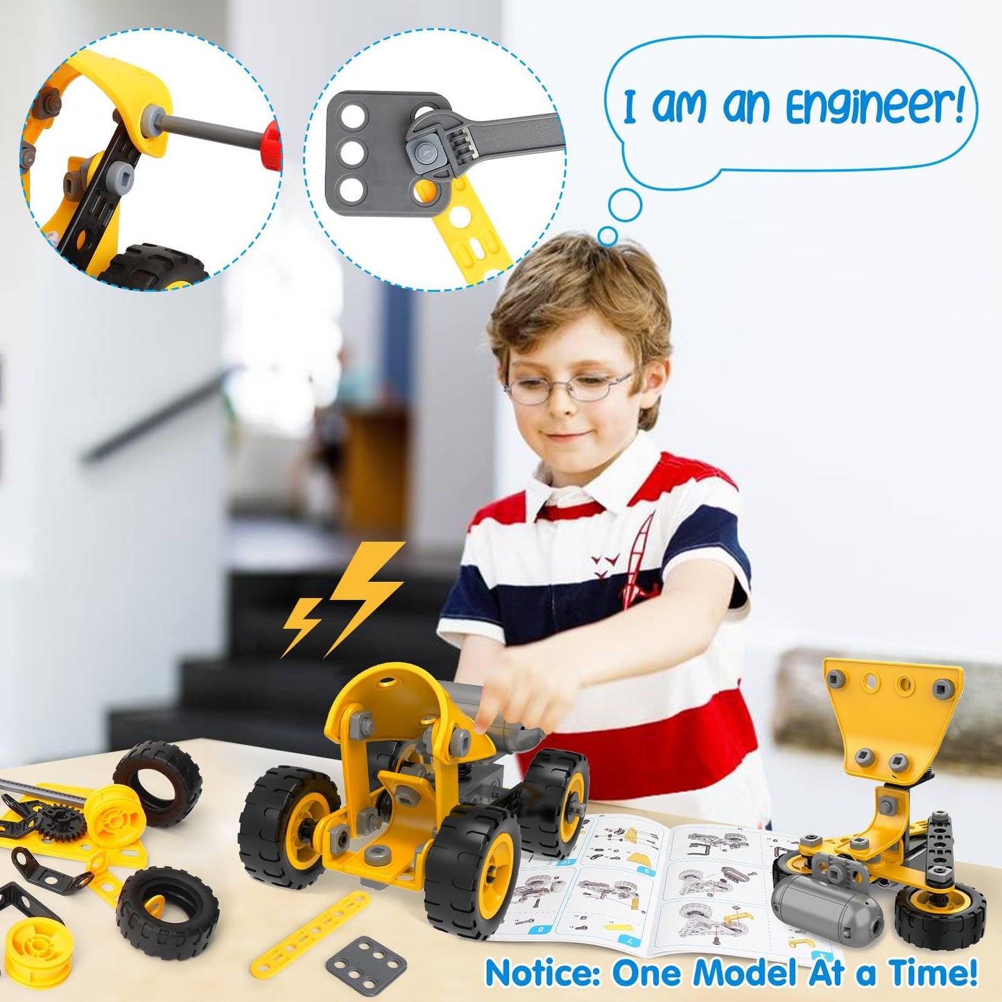 Wanonoo Stem Toys For 5 6 7 8+ Year Old Boy Birthday Christmas Idea Gift, 10 In 1 Electric Building Toys Kids Ages 4-8 5-7 6-8,