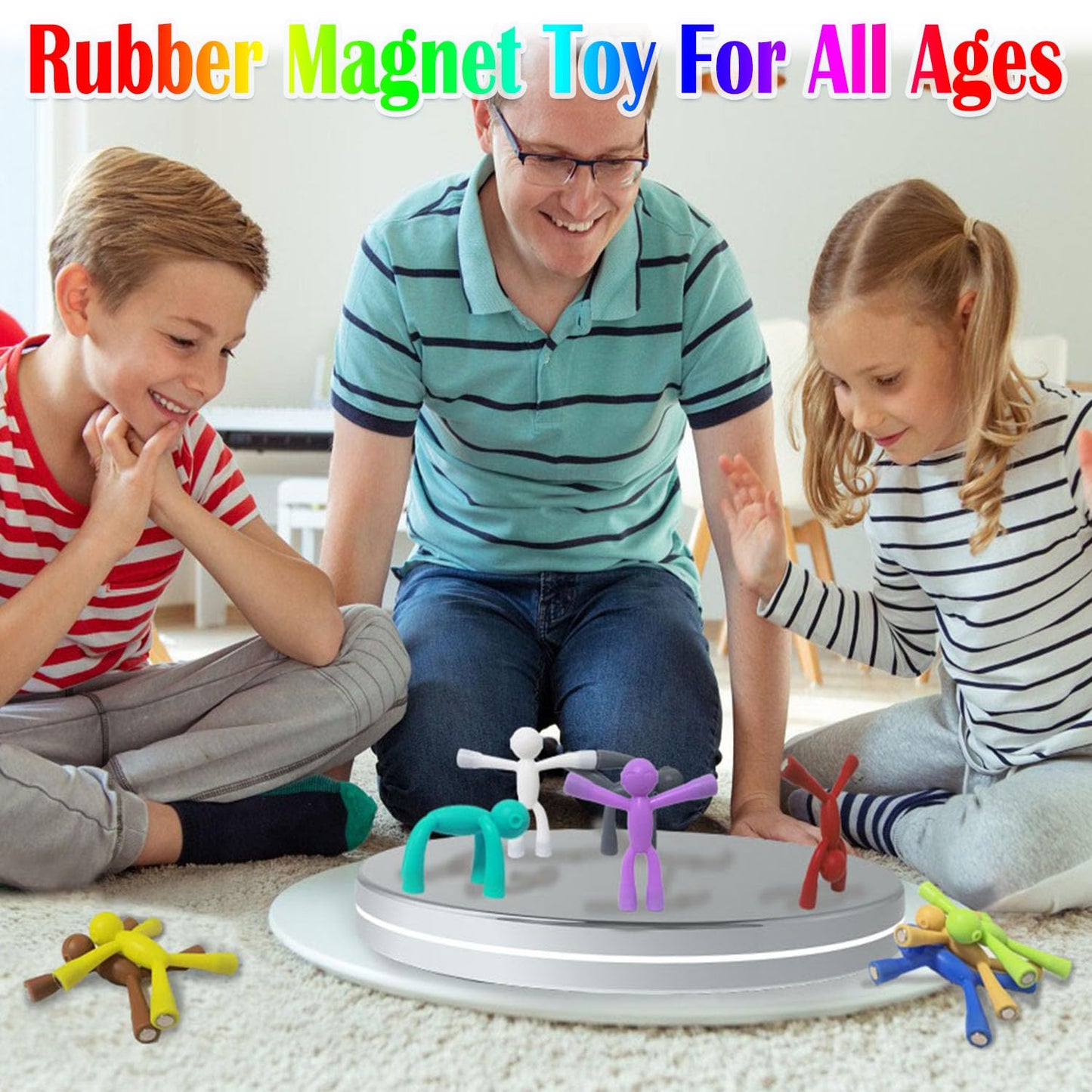 Mom&Myaboy Mini Man Magnetic Toys - 10 Pcs Rubber Magnet Men Educational Fidget Toys For 3-15 Year Olds (Classical)