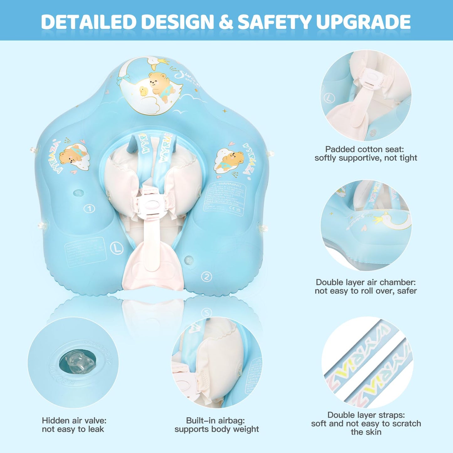 Loowarts Baby Pool Float With Canopy And Safety Seat,Infant Swim Float & Pool Float & Baby Water Float & Swimming Floats Upf50+