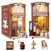 Book Nook Kit,Dollhouses Caf Miniature Wooden Doll House Kit, With Furniture And Led Light, Accessories Educational Toys, For
