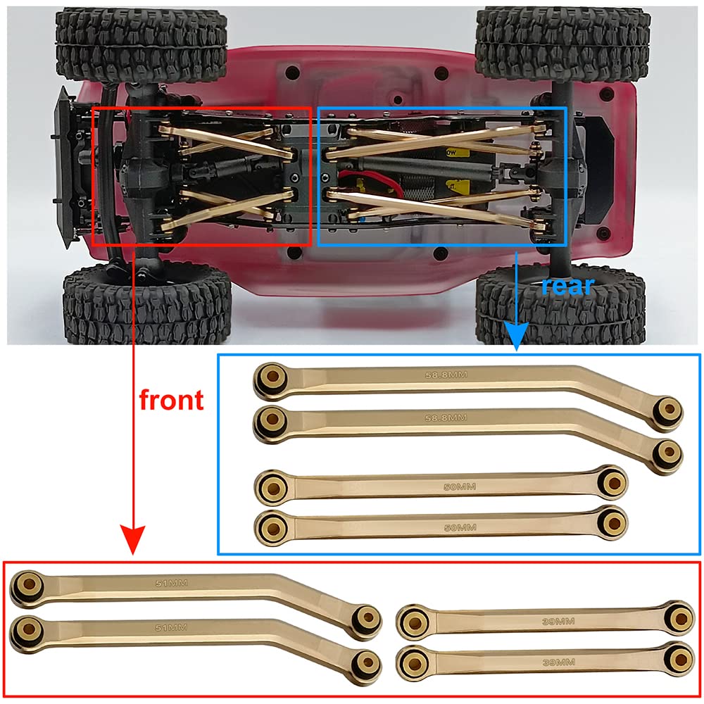 RCLIONS Higher Extra Clearance RC Links Linkage Set for 1/24th Axial SCX24 Deadbolt AXI90018 AXI00004 RC Crawler Car Upgrades Pa