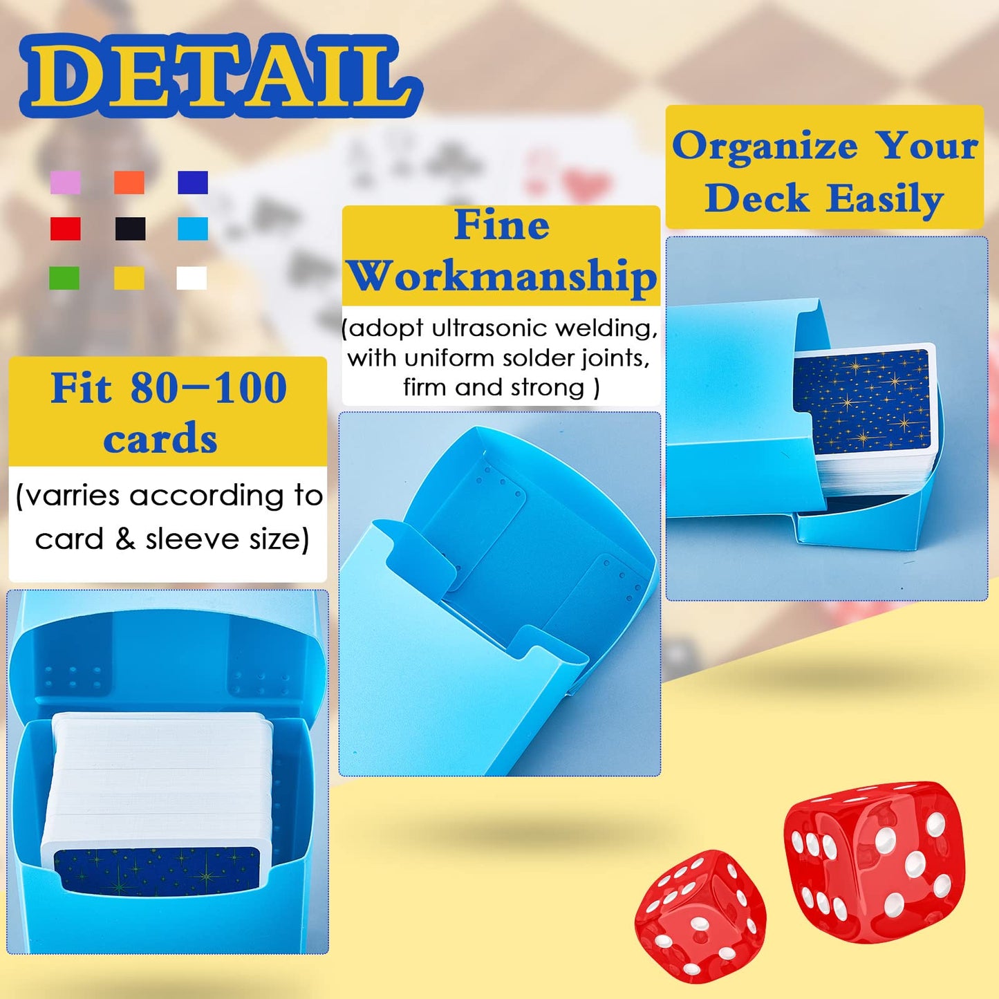 Deekin 18 Packs Deck Cards Box Trading Card Storage Box Case Carrying Case For Family Party Games Supplies(Bright Color,4 X 2.8 X 2 Inch)