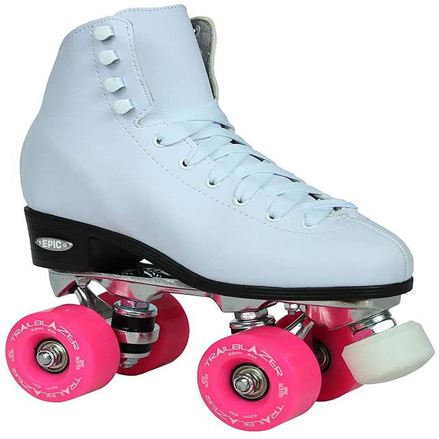 Epic Skates Classic High-Top Quad Roller Skates With Pink Wheels