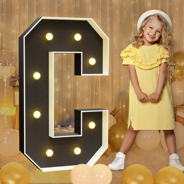 Imprsv Marquee Letters Black 3Ft: Black Party Decor - Light Up Letter C Large 3 Feet Tall - Party Decorations Letter For Birthda