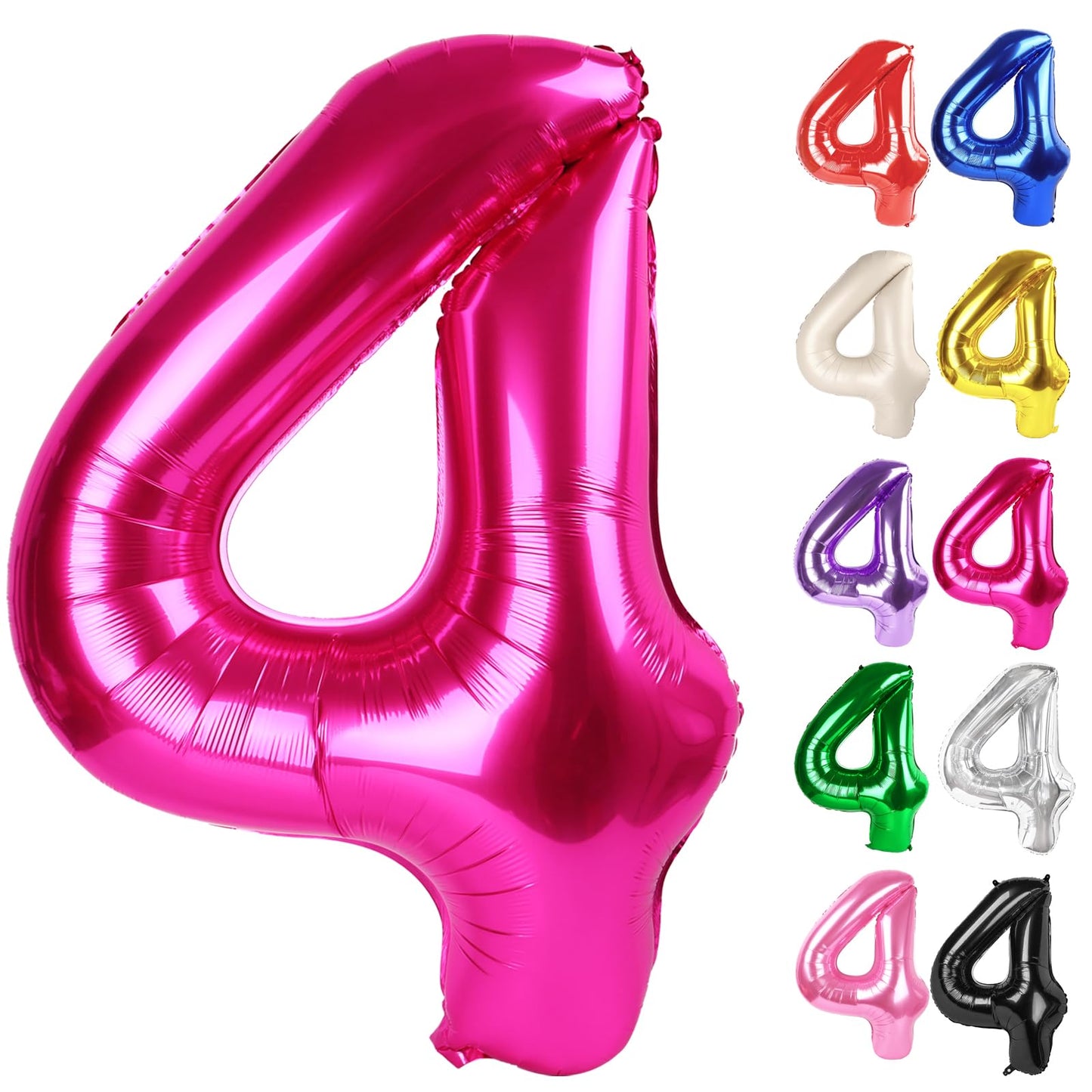 Hot Pink Number 4 Balloon 40 Inch, 4 Balloon Number, 4Th Birthday Decorations, Hot Pink Party Supplies For Boys Girls
