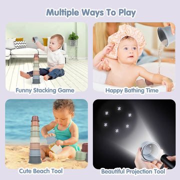 Skywhale Stacking Cups Baby Toy 6-12 Months, Toddler Nesting Cups Set For Boys And Girls, 8Pcs Stackable Bath Toy, Montessori Ed