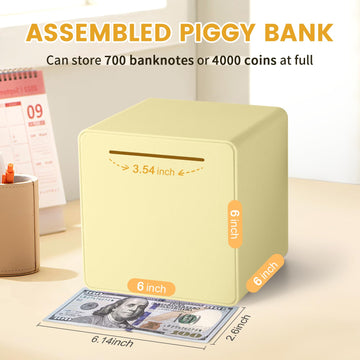 6 Piggy Bank for mature-themeds 2024NEW Must Break to Open mature-themed Piggy Bank for Cash Interactive DIY Assembled Unopenable Money Savings Box (Yellow)