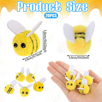 20 PCS Mini Wool Felt Bees Cute Bee Craft Supplies Felt Bees for Crafts Plush Bees Decor for Clothing Hats Bags Gift DIY Bee The