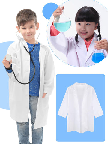 Flotory 10 Pcs Kids Doctor White Coat Scientist Suit Surgeon Suit Uniform Doctor Lab Coat For Boys Girls Career Day Halloween Pr