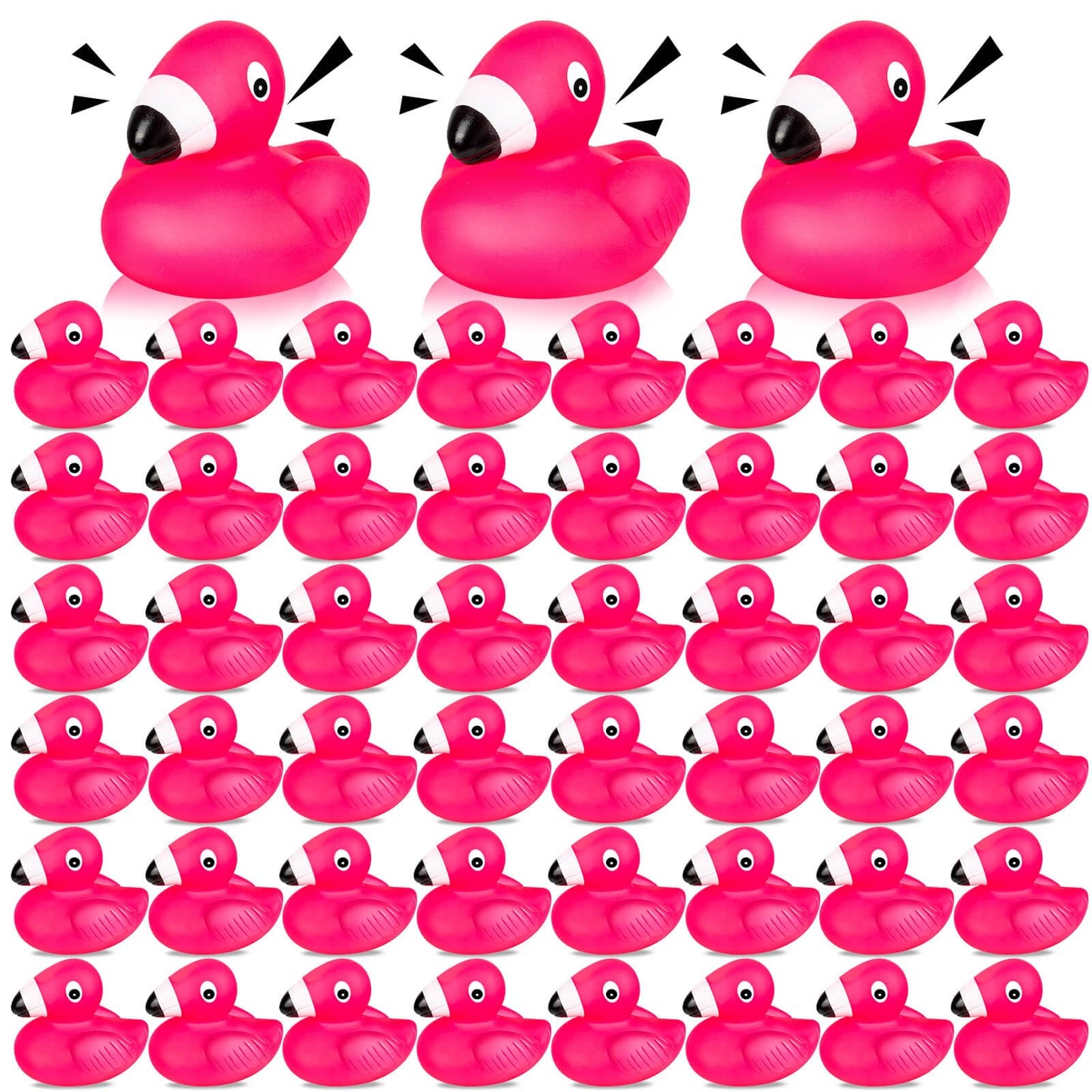 Flamingo Rubber Duckies For Kids, 24Pcs Pink Flamingo Duck Bath Toys Cute Floating Squeaky Mini Rubber Ducks For Baby Shower, Ca