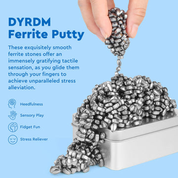 Dyrdm Fidget Ferrite Putty,Silver Over 1000 Smooth Ferrite Stones,Satisfying Irregular Ferrite Rocks, Fidget Gift Desk Toys For