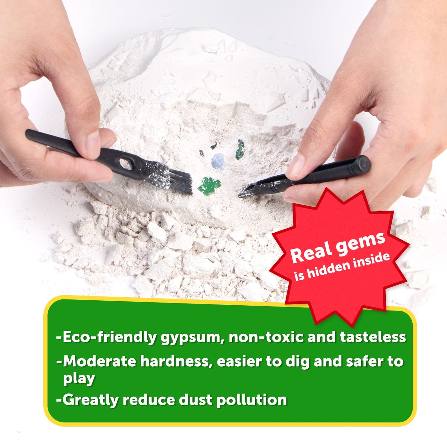 Gemstone Gem Dig Kit, Crystals Digging Set, Educational Diy Toys Science Kit-Dig Up Unique Real Gemstone, Geology Archaeology Gi