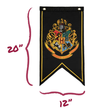 CON*QUEST Harry Potter House Banner Flag Set - 5 Multi-Colored Polyester Flags, 12'' x 20'', Includes Hogwarts, Gryffindor, Slytherin, Ravenclaw