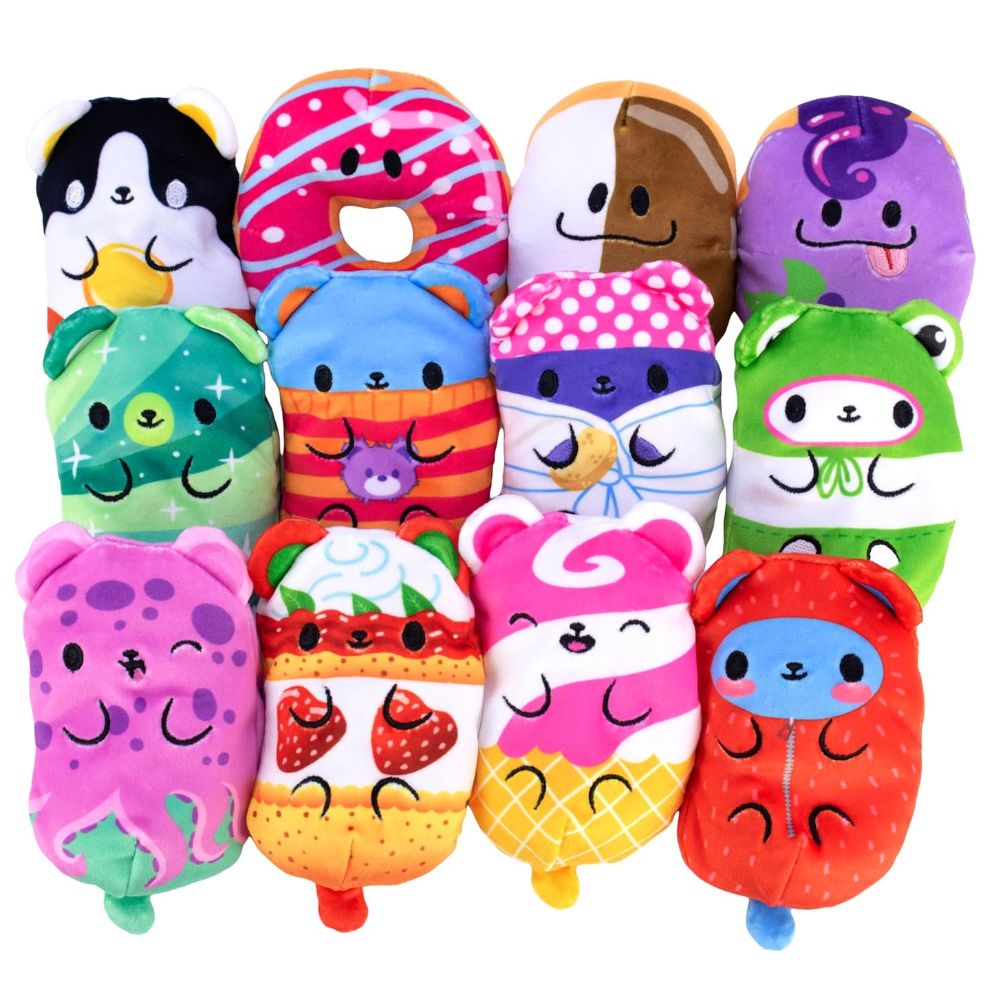 Bears vs Donuts - Fuchsia Asst B 12 Pack | 4 Bean-Filled Mystery Plushies |from the VS World! (Characters Will Vary)