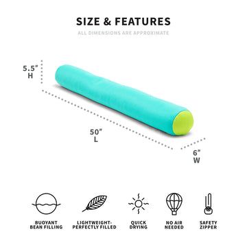 Big Joe Noodle 2 Pack Aqua/Green Pool Floats, Quick Draining Fabric, Jumbo 4 Feet, Model 2041860PK2