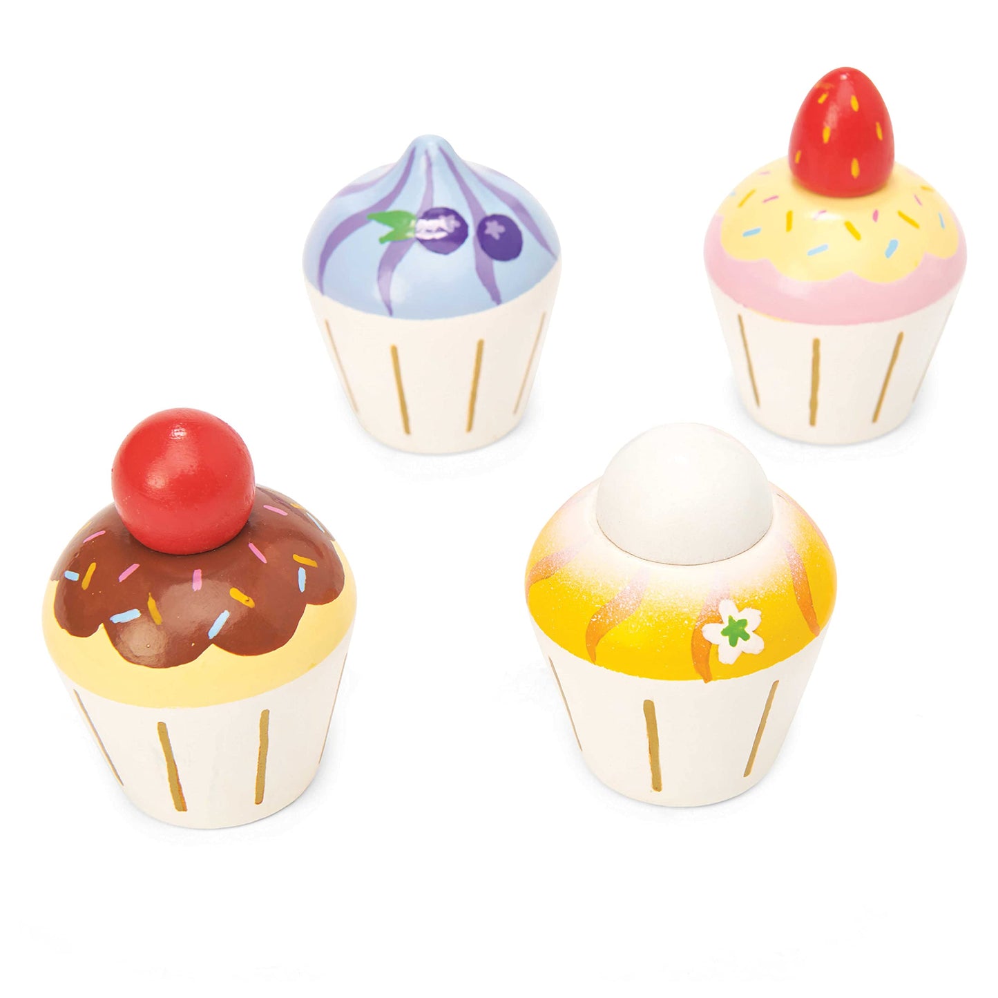 Le Toy Van - Adorable Honeybake Petit Four Cupcakes | Childrens Wooden Food Pretend Toy Cakes | Birthday Cake Or Afternoon Tea R