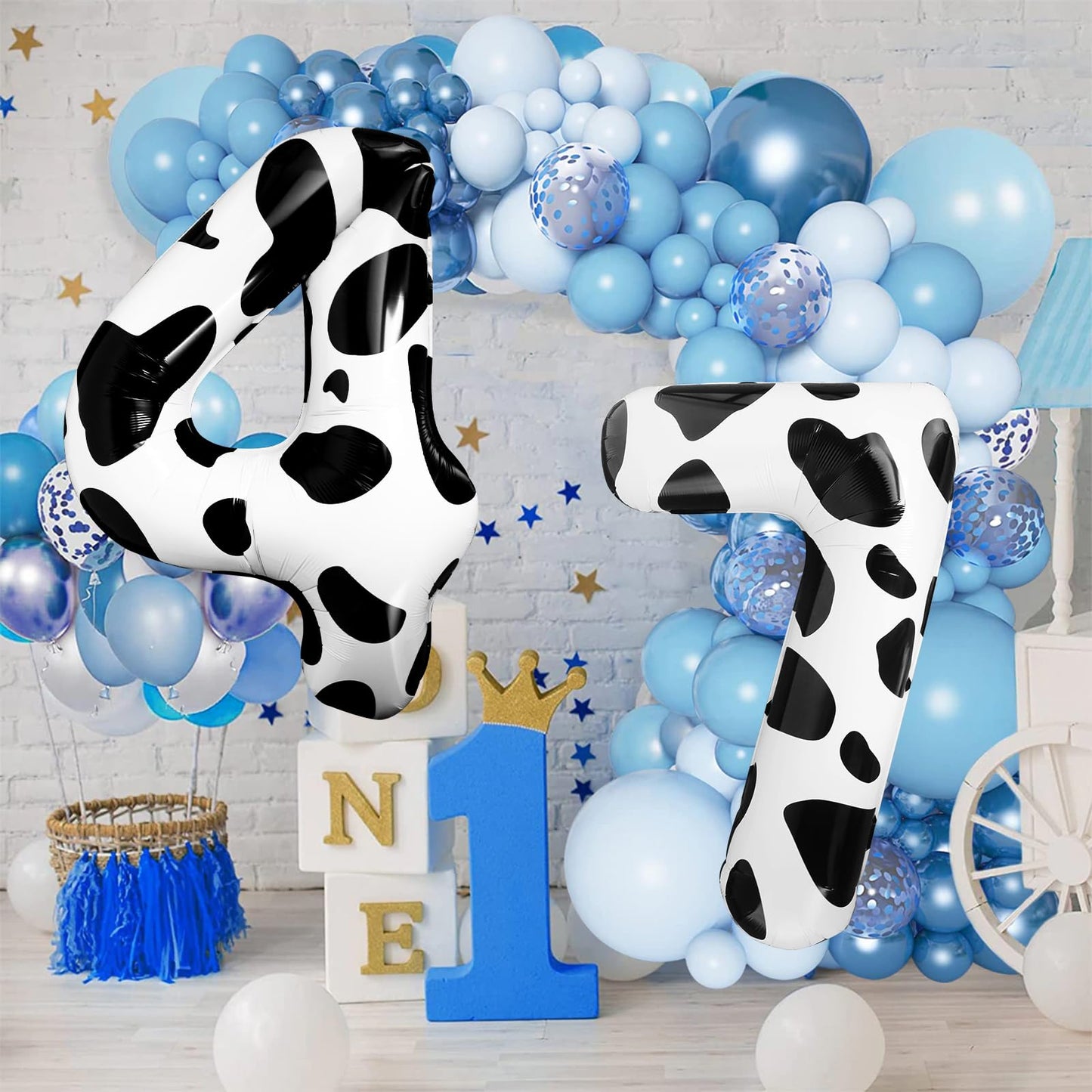 Lebery Cow Print Number Balloon 40 Inch Cow Print Number 4 Balloon Cowgirl Theme Number Balloon For 4Th Birthday Party Cow Balloons Black White Number 4 Foil Balloon For Farm Barn Animal Decor