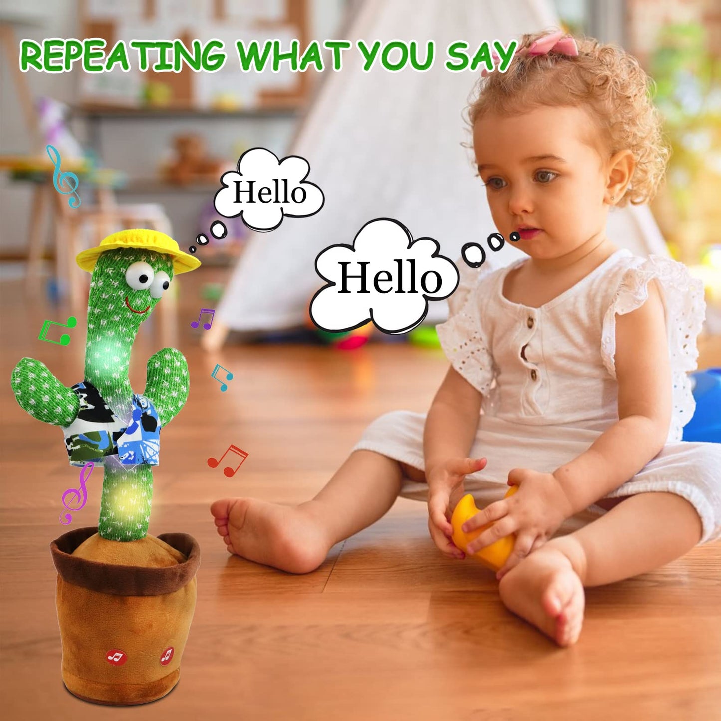Oiuros Dancing Cactus Talking Baby Toys With Lights, Dancing Cactus Mimicking Toy Repeats What You Say Cactus Toy For Children'S Early Education