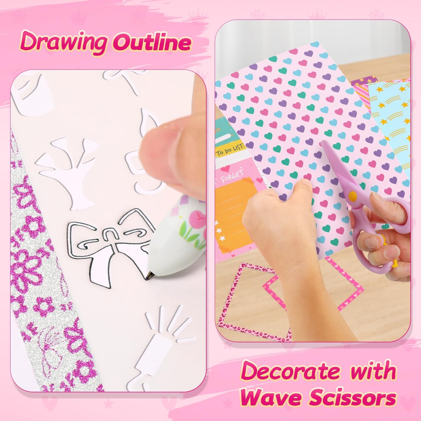 Adusriz Princess Diy Journal Kit For Girls 8-12, 50+Pcs Gifts For Tween & Teen Girls, Scrapbook & Diary Supplies Set, Journaling