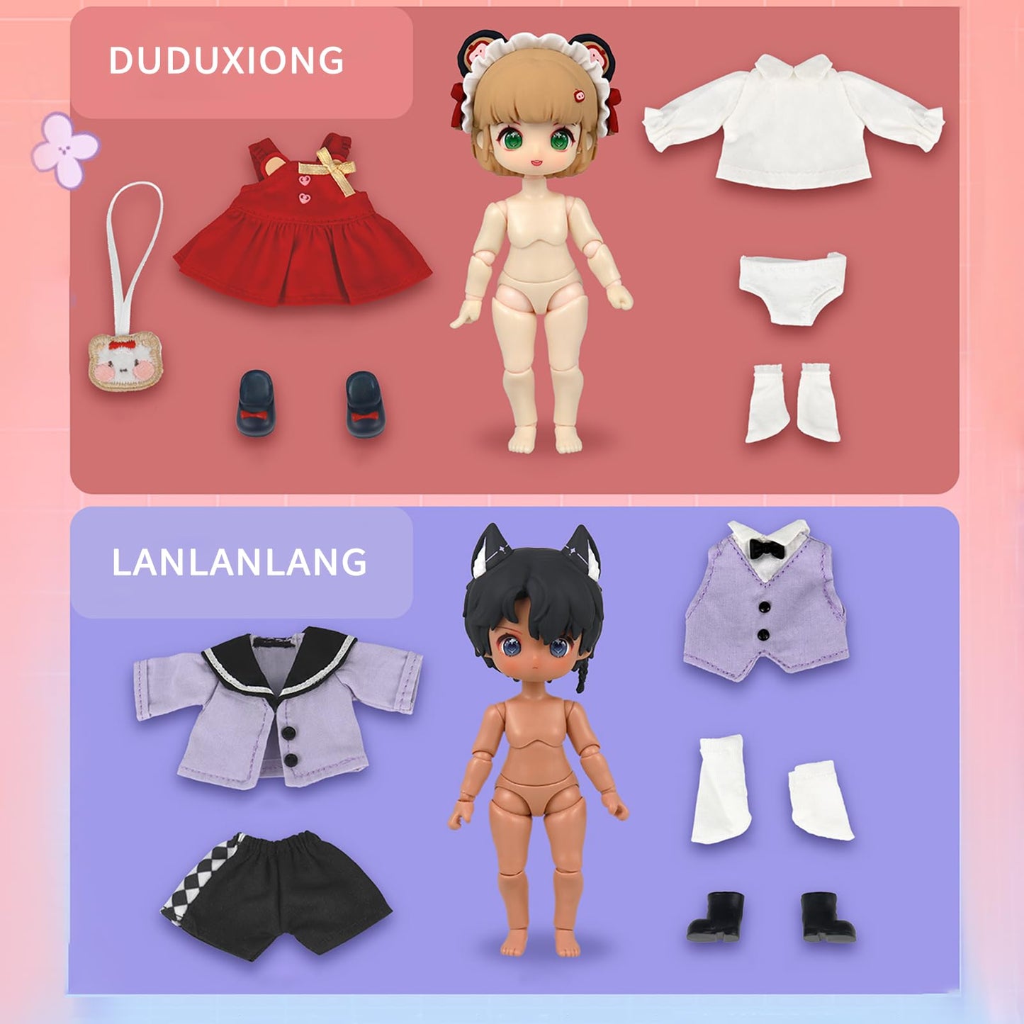 Calembou Bjd Dolls Blind Box Figure, Kawaii 1/12 Mechanical Jointed Doll Surprise Toys Mystery Box Doll Collectible Action Figure Posable Dress Up Doll For Girls Boys (1 Single Box)