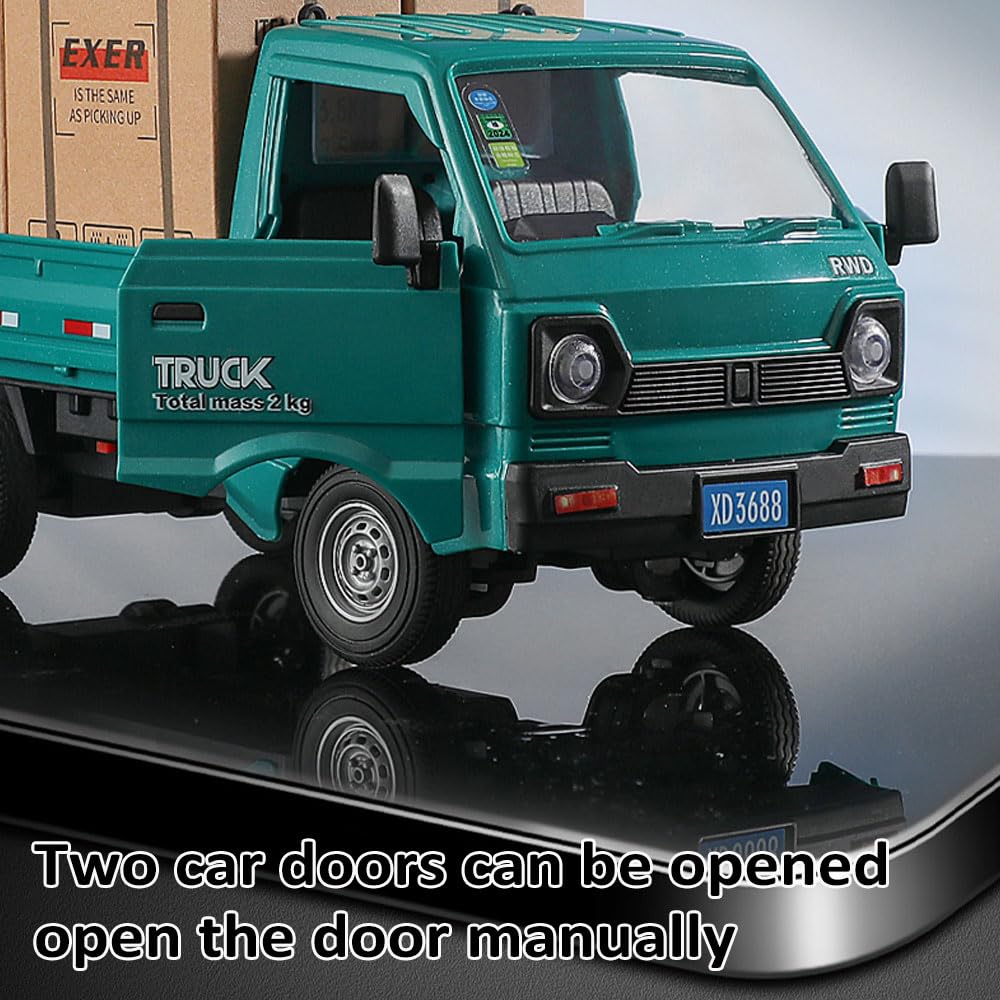 GoolRC Remote Control Car Kei Truck, 1:16 Scale RC Transport Pickup Truck with Spray and Light, 2.4GHz All Terrain RC Cars for K