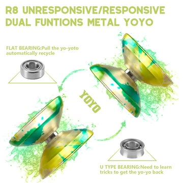 Watieoboo R8 Responsive Yo Yo Professional, Metal Yoyos For Kids Adults Beginner, Replacement Unresponsive Yoyo Bearing For Adva