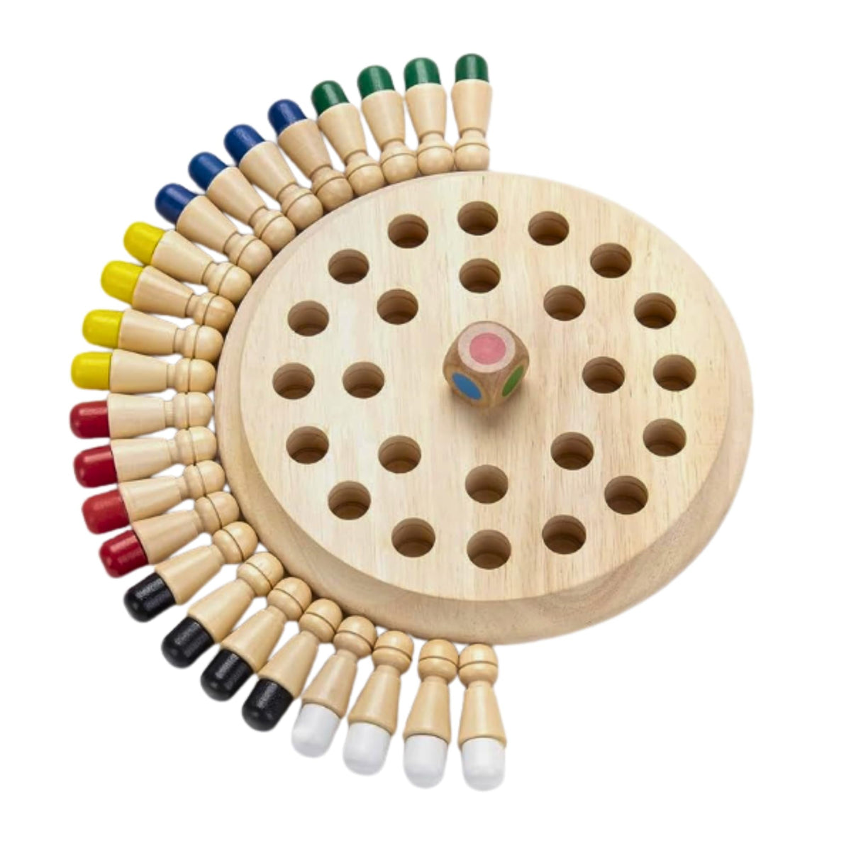 JOUET Wooden Memory Match Stick Chess Game, Educational Brain Development Toy with 24 Colored Sticks and Dice, Interactive Board
