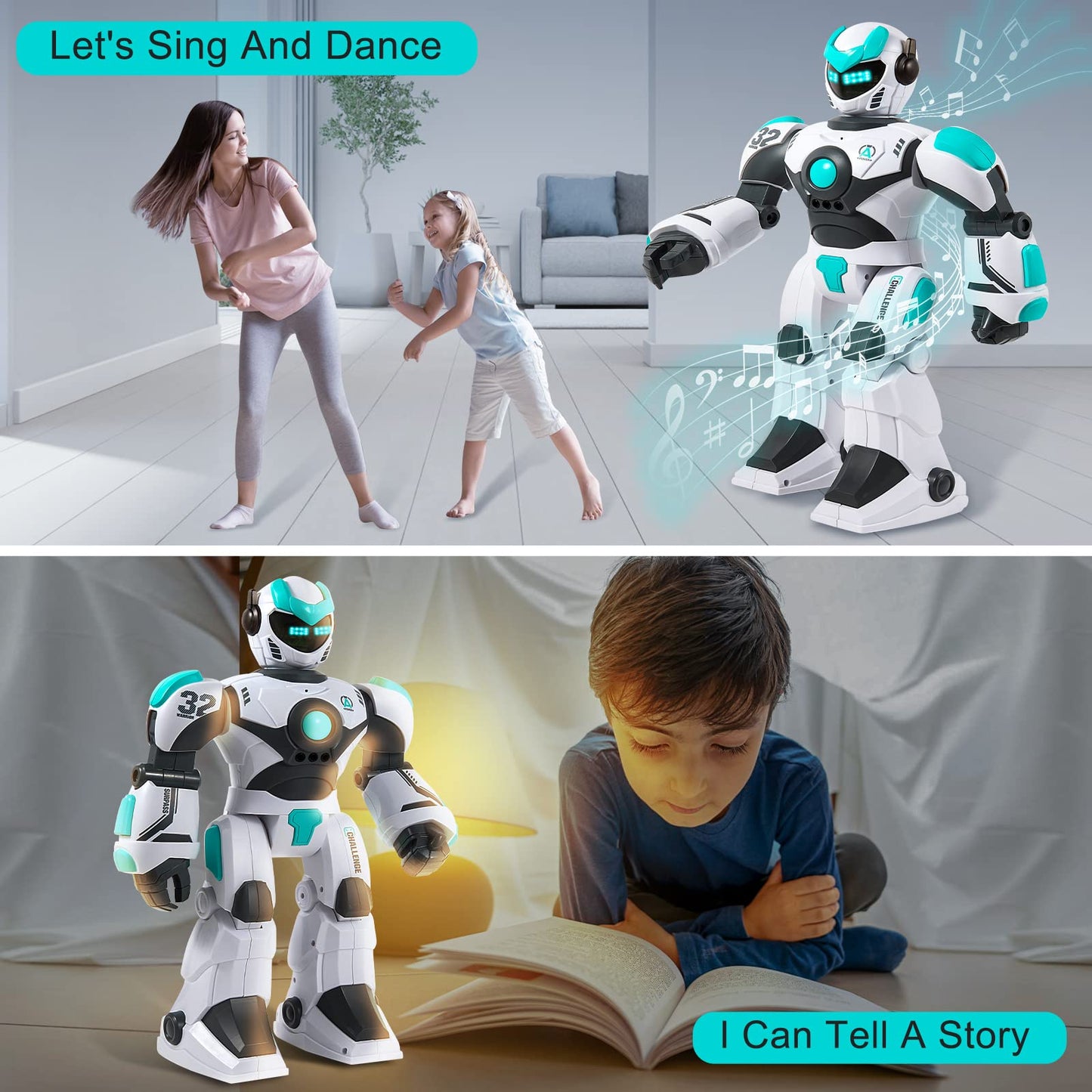 HPROMOT RC Robot Toy for Kids Remote Control Robot Toy, Smart Gesture Sensing Rechargeable & Programmable Robot Walking Dancing