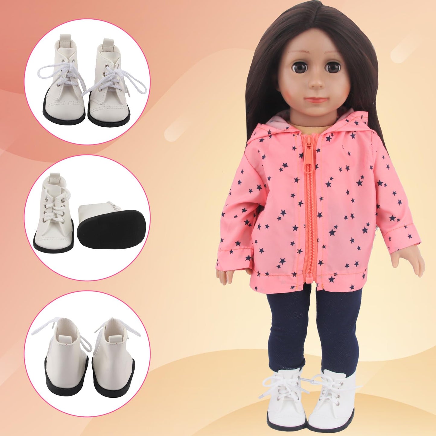 MSYO Doll Shoes for 18 Inch Dolls-High-Top Ankle Boots with Lace-Up Closure,Durable PU Leather Baby Doll Shoes for Girl Boy Doll