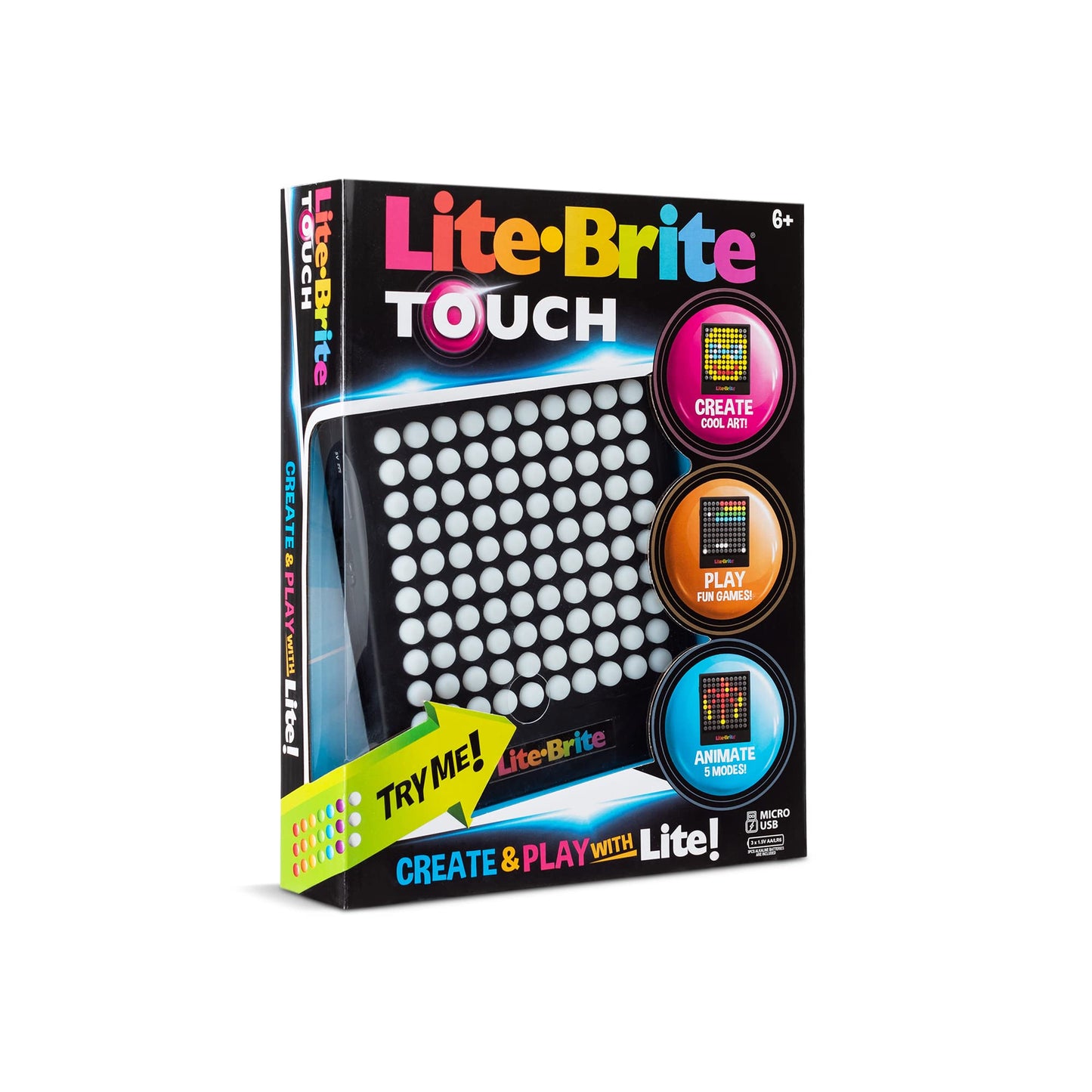 Lite-Brite Touch - Create, Play And Animate - Light Up Portable Stem Sensory Learning Toy, Creative Art Stem Toy For Girls, Boys, Unisex, Toddler, Holiday, Birthday, Gift, Ages 6+