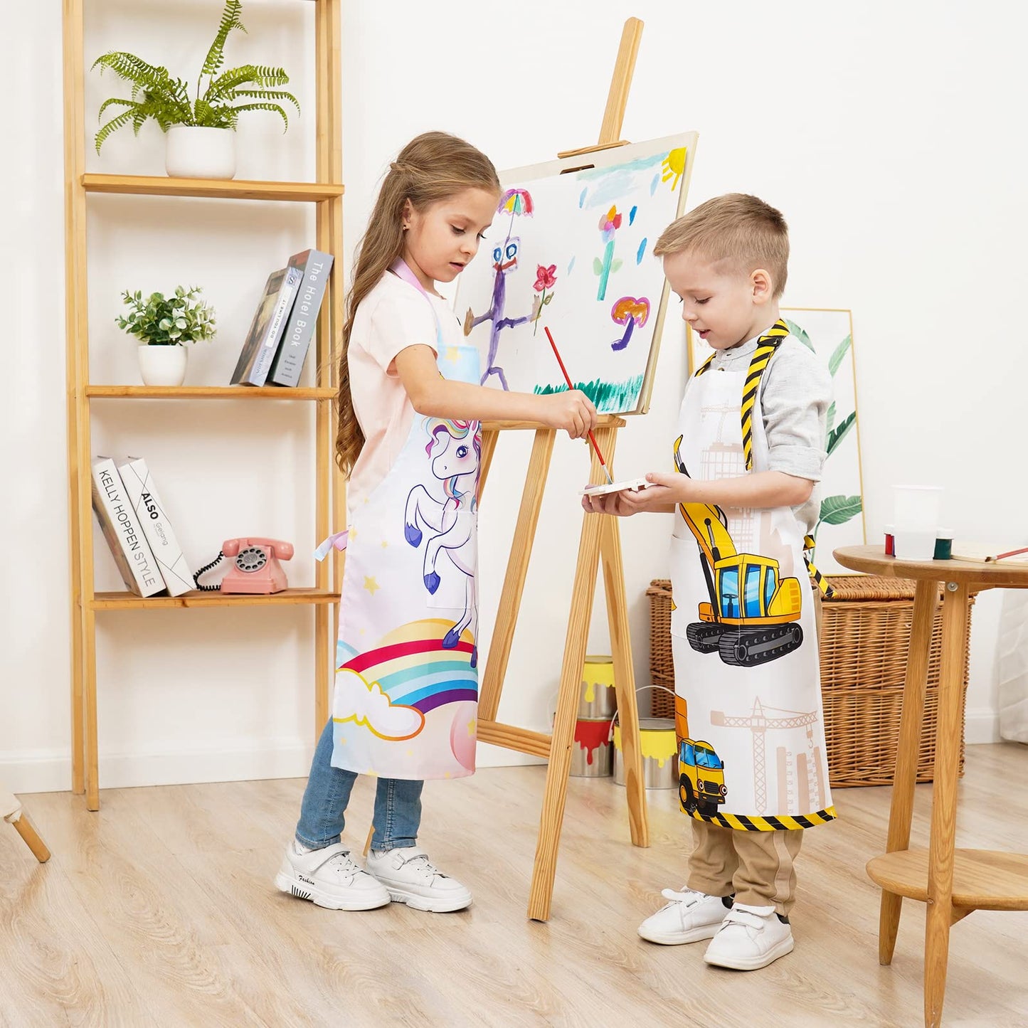 Wernnsai Unicorn Aprons For Girls - Rainbow Apron For Kids Paint Art Smock Waterproof Cooking Baking Painting Gardening Artist Chef Apron For Kids Age 6-10 Years
