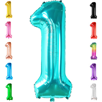 Katchon, Teal Number 1 Balloon For First Birthday - 40 Inch, Tiffany Blue Number 1 Balloons | Number One Balloon For First Birthday | 1St Birthday Decorations | Turquoise Number Balloons,Mermaid Theme