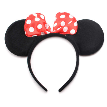 SPADORIVE 20 Pcs Red Bow Party Favor Ears Headband for Boy Girl Birthday Party Celebration, Black Red Bow