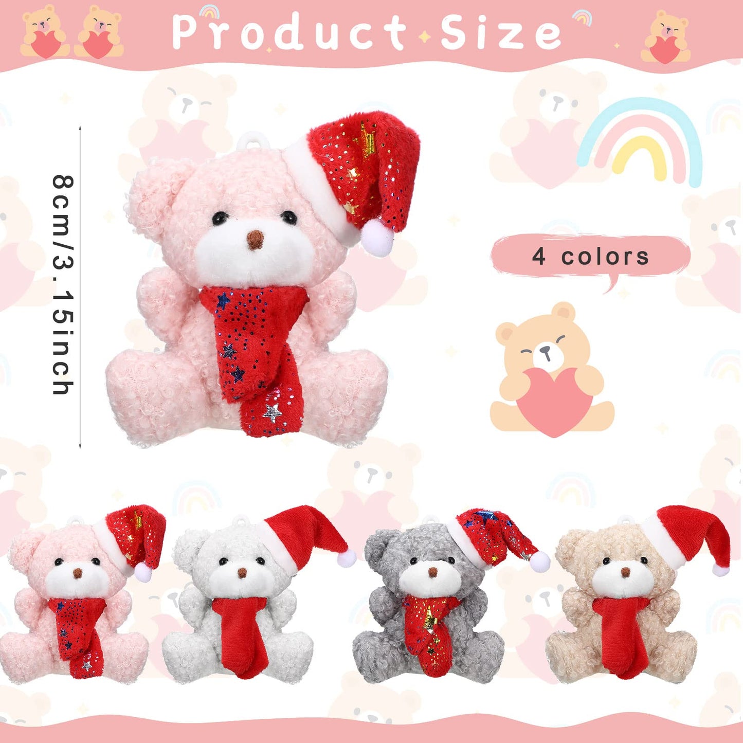 Zomiboo 12 Pcs Christmas Small Bear Koala 4 Inch Mini Animal Plush Toys Soft Cute Dolls Sleeping and Playing Stuffed Toys Gifts