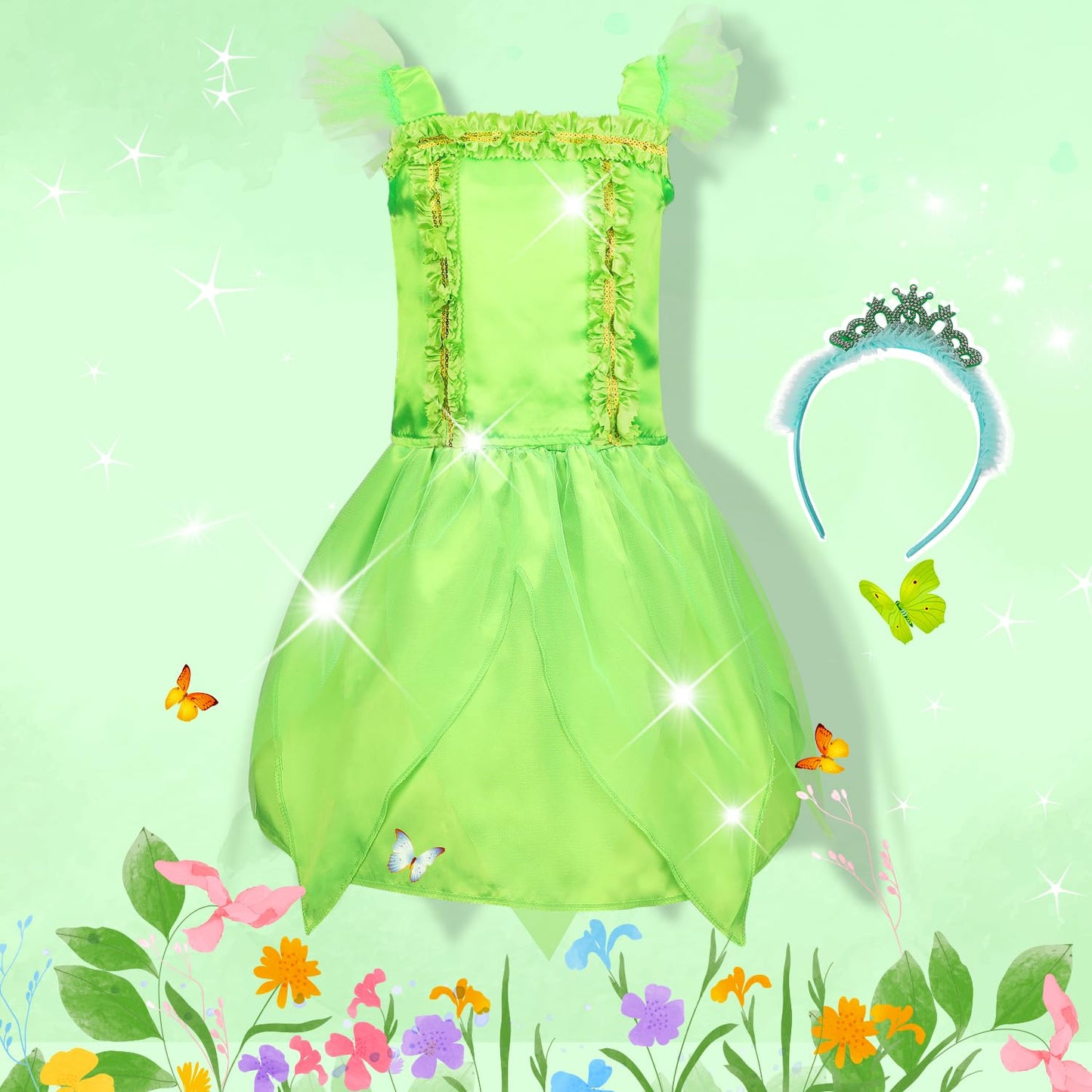 Dulsaera Princess Dress Up For Girls 4-6, Dress Up Clothes For Little Girls 3T-4T, Christmas Birthday Gift For Toddler Girls Age