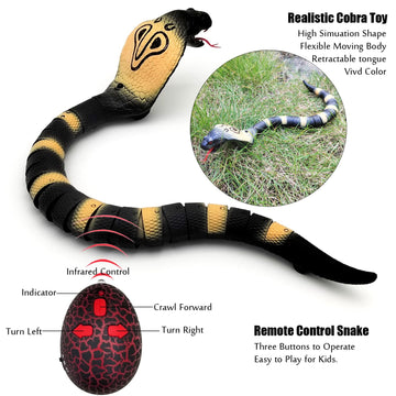 Tipmant Realistic Remote Control Snake Rc Cobra Animal Toy Crawling Electric Electronic Battery Powered Honored For Kids Cat Halloween Christmas Prank Toys Birthday Gifts (Grey)